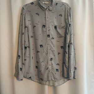 beachlunchlounge Navy and White Striped Paris Blouse